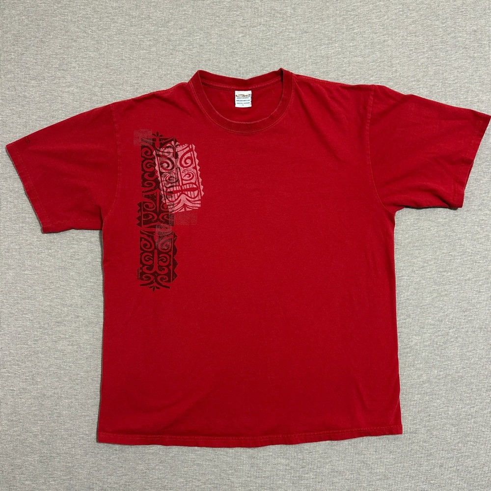 Crazy Shirts Hawaii Red Tiki Graphic Tee Short Sleeve Cotton T-Shirt Mens Large